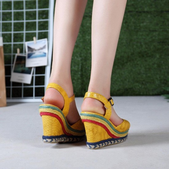 Extra Size Colorful Peep Toe Lady Platform Sandals – Misyastore.com