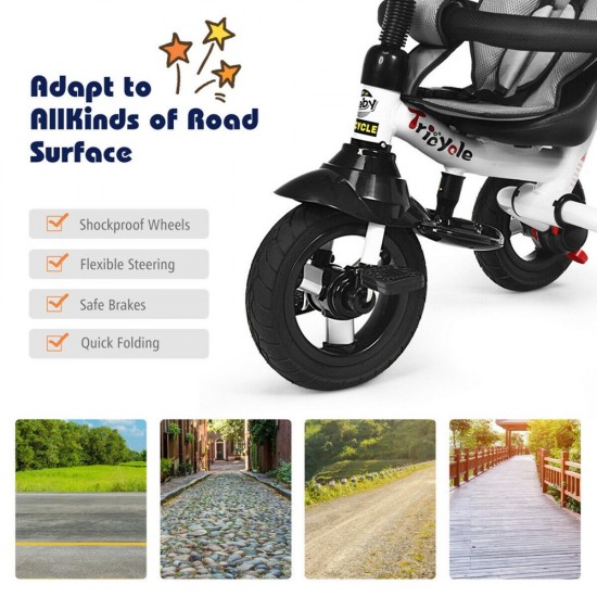 6-In-1 Kids Baby Pushing Tricycle Detachable Bike w/ Canopy Bag ...