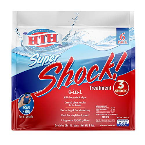 HTH 52023 Super Shock Treatment Swimming Pool Chlorine Cleaner, 1 lb ...