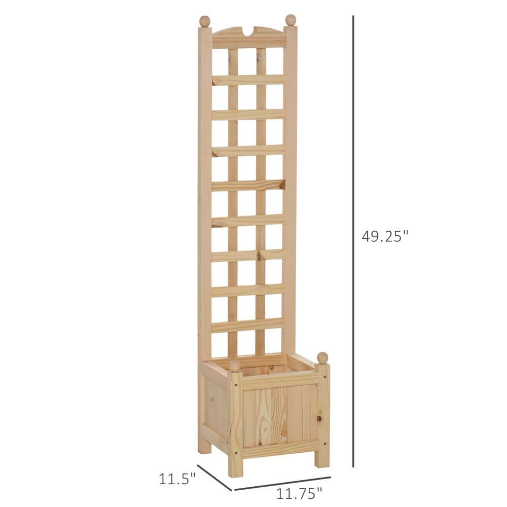 Outsunny Natural Wooden Raised Garden Bed with Trellis Board 845-389 ...